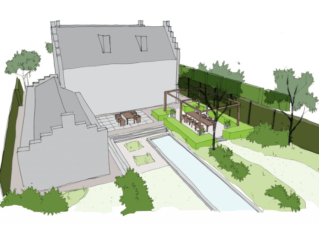 ontwerp landelijke tuin bij villa